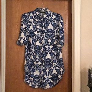 Blue & White button down top